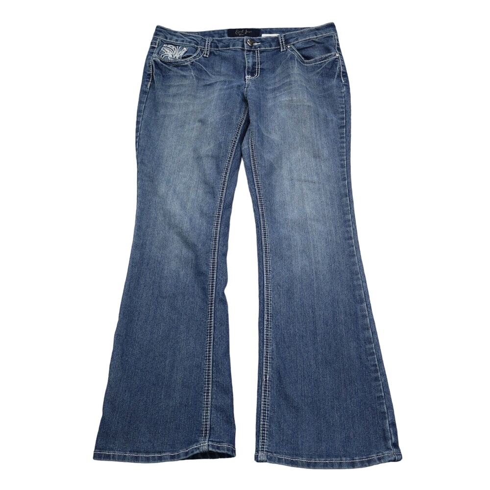 Earl Jean Pants Womens 13 Blue Bootcut Low Rise Rhinestone Pocket Denim Jeans